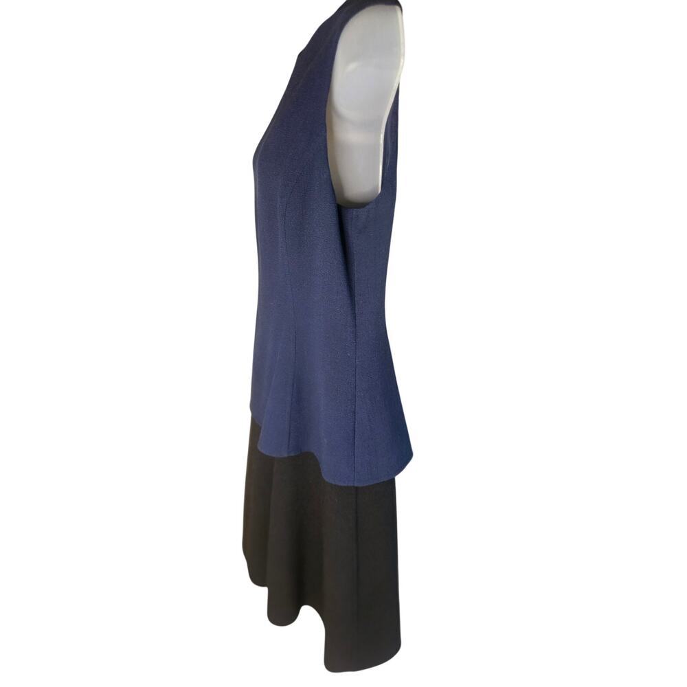 Oscar De La Renta Two Tone Dress Navy Black Fall 2020 Collection Draped Sz 10 - Picture 10 of 11